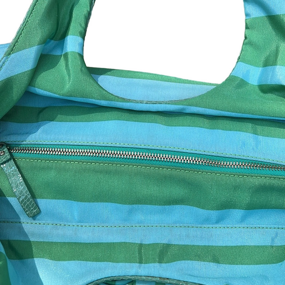 Kate Spade Green and Blue Striped Tote Bag EUC - Picture 14 of 17